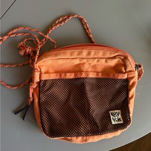 Lucy & Yak Orange Crossbody with Black Mesh Pocket